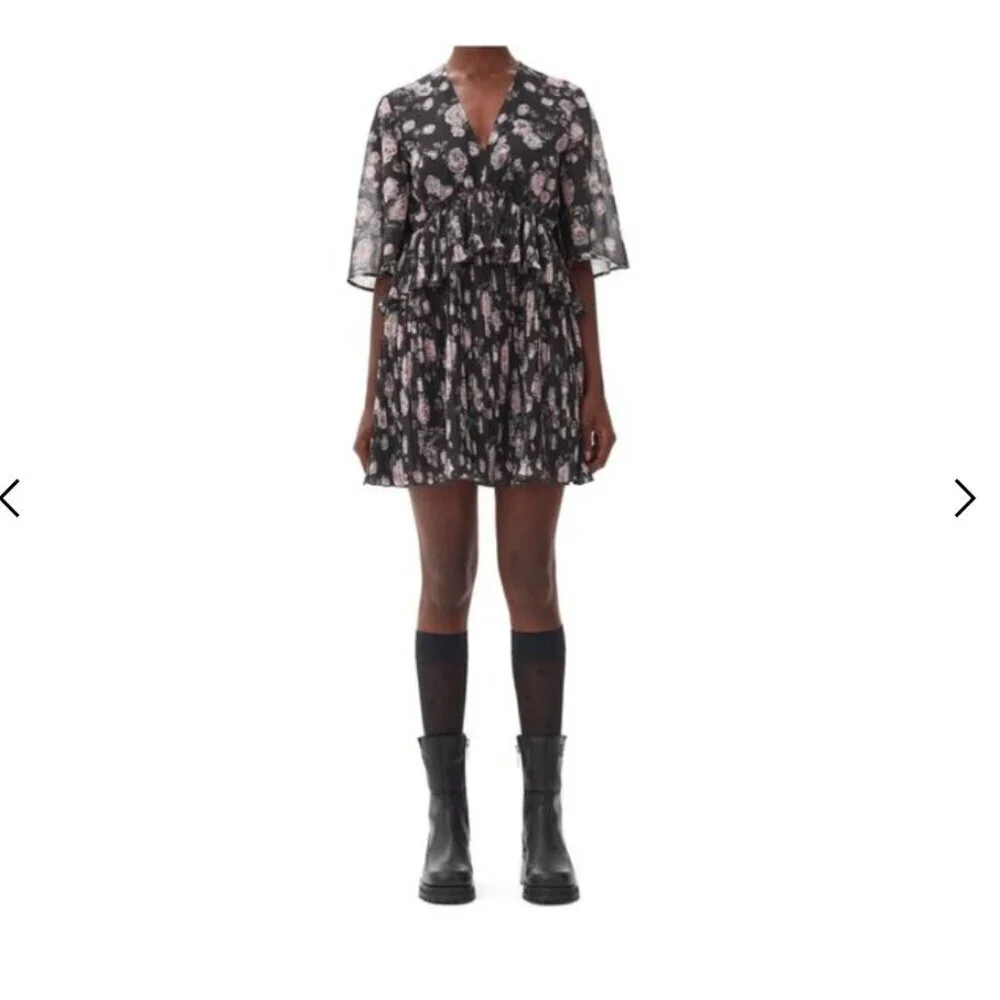 NWT Ganni Floral Georgette Mini Dress